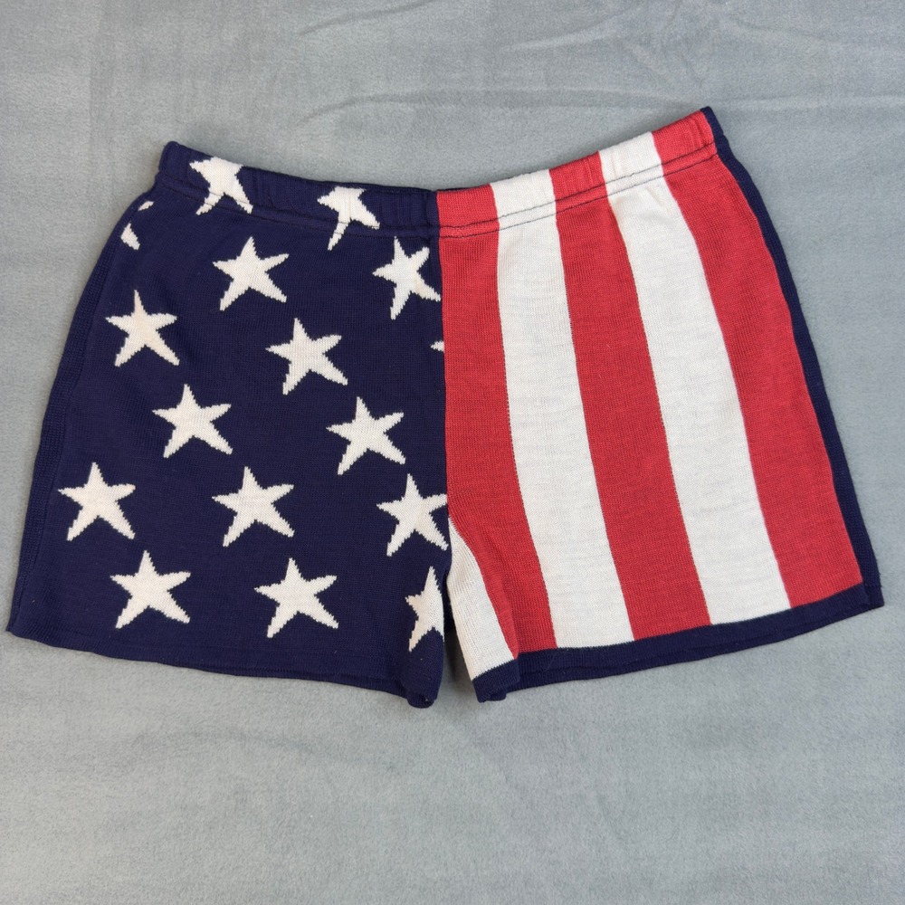 Pins and Needles American Flag Knit Shorts Stars Stripes Patriotic USA Women L